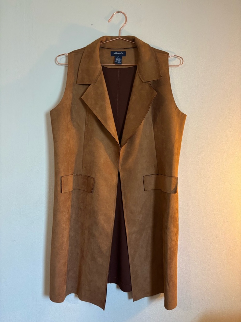 Madison Tan Suede-Look Sleeveless Long Vest